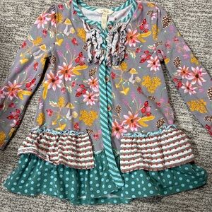 Floral and Polka Dot Long Sleeve Button Up Sweater